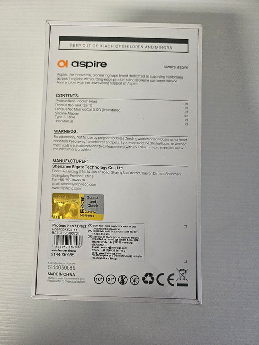 Aspire - Proteus Neo E-Hookah Set Schwarz