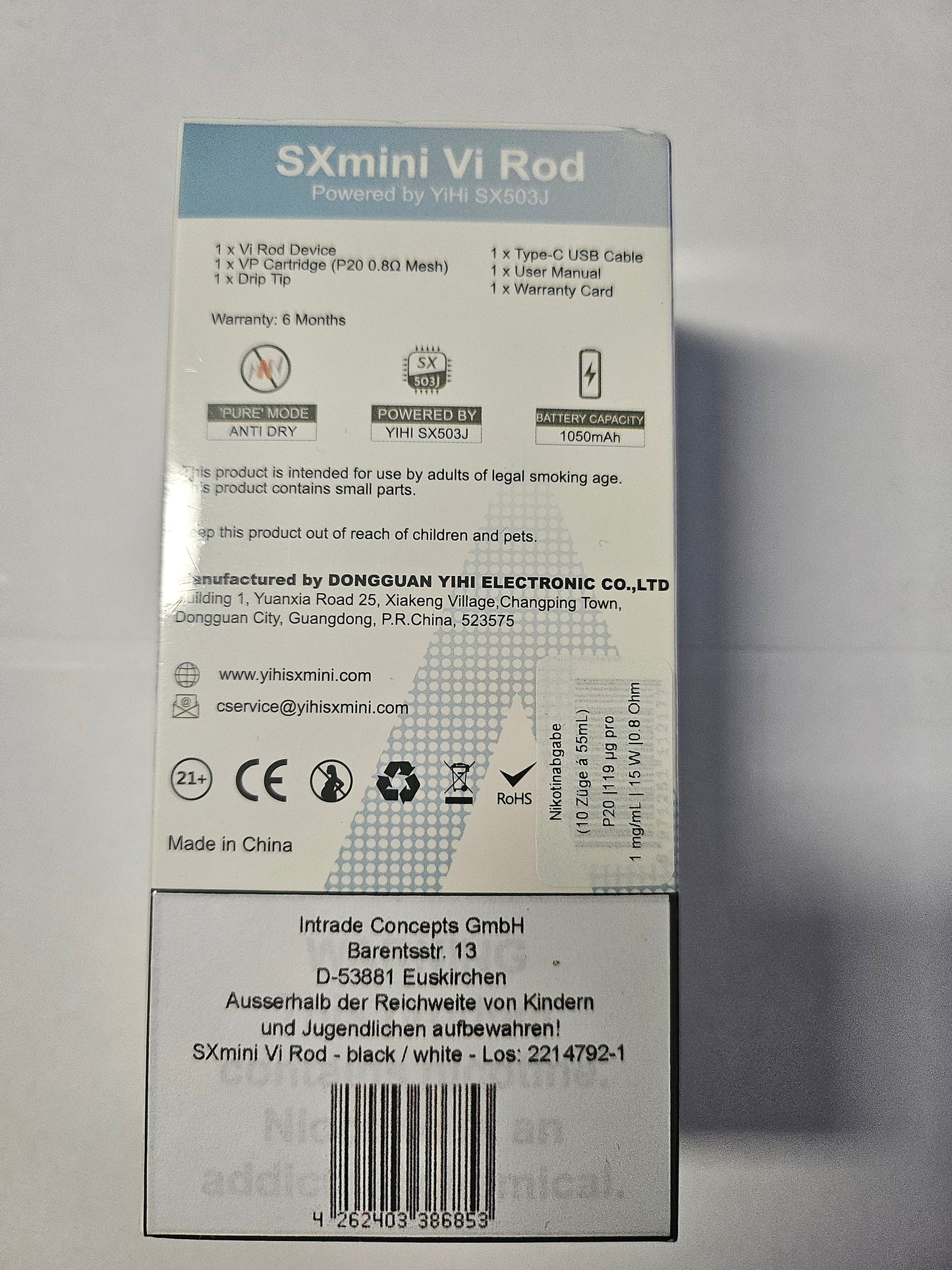 YIHI SXmini Vi-Rod Kit schwarz-weiß