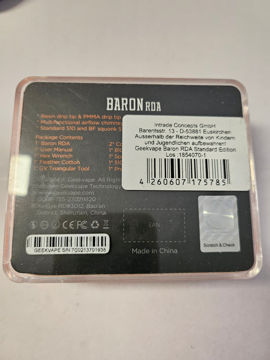 Geekvape Baron RDA 24mm Verdampfer Tank Schwarz