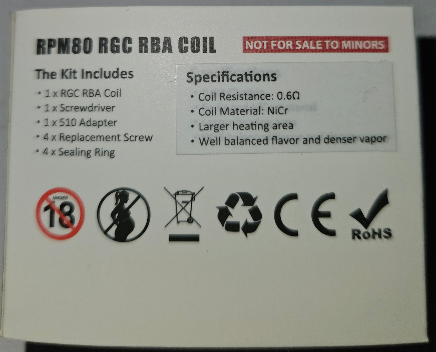Smok RPM80 RGC Coils Verdampferköpfe Widerstand RBA Base 0,6 Ohm