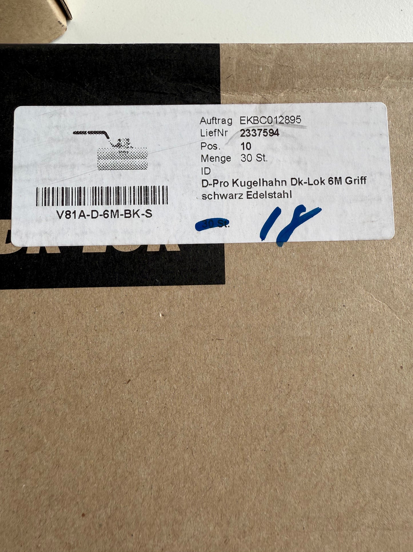 DK-Lok V18A-D-6M-BK-S Kugelhahn 6M Griff