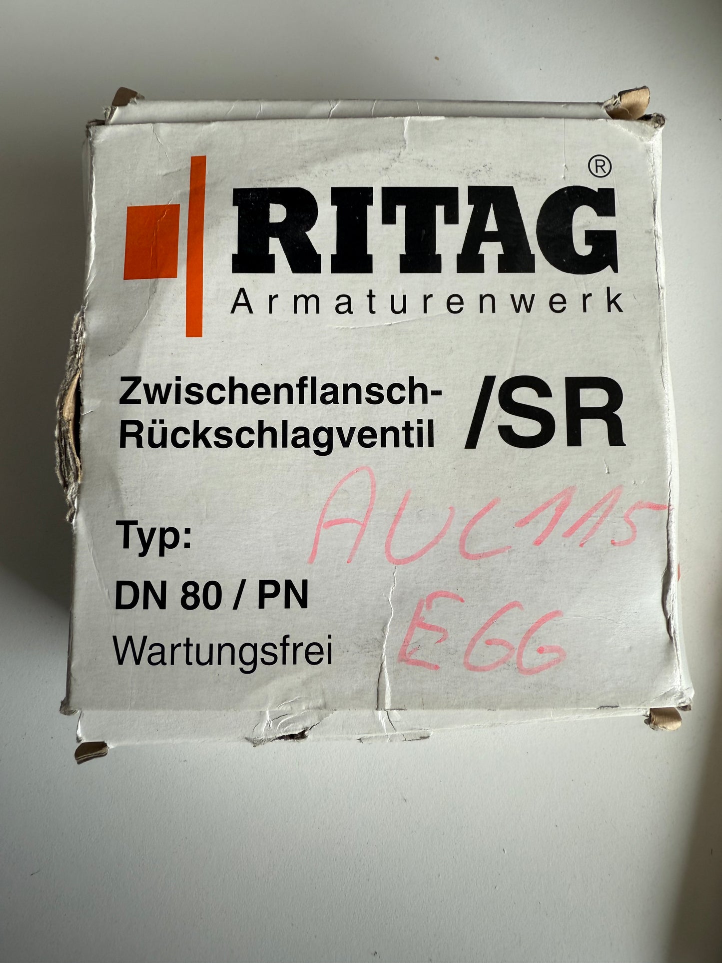 Ritag Scheiben-Rückschlagventil DN80, PN6-40 Edelstahl 14404, max. 40bar