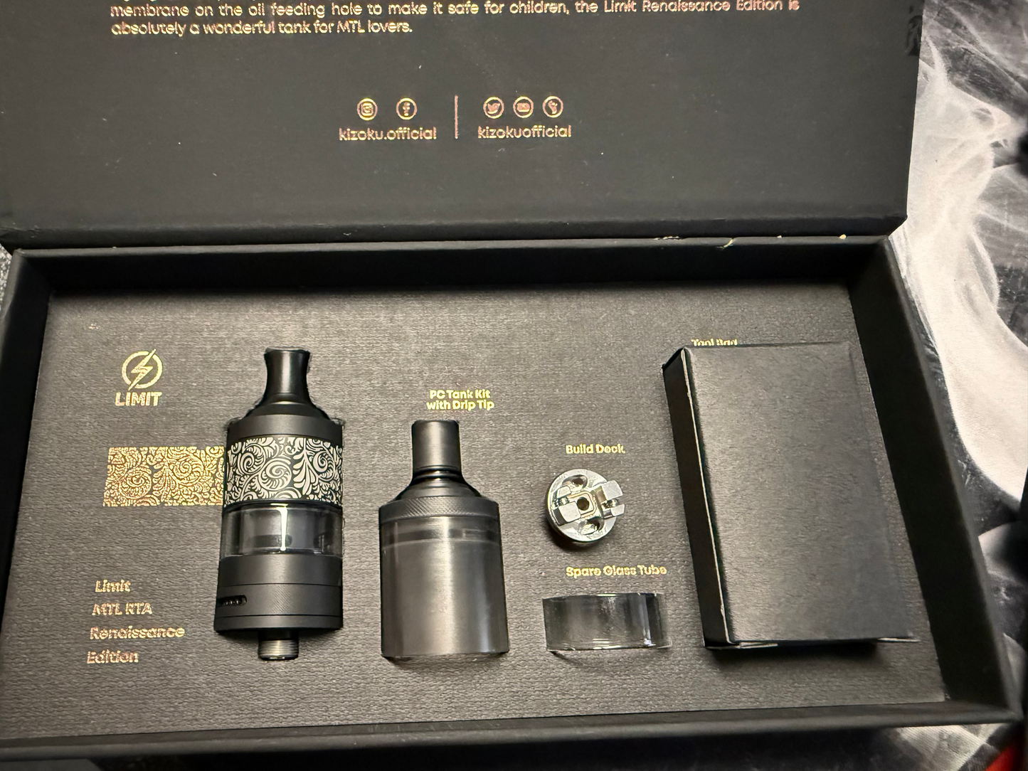 Kizoku - Limit MTL RTA Renaissance Edition Schwarz (3,0 ml Single Coil)