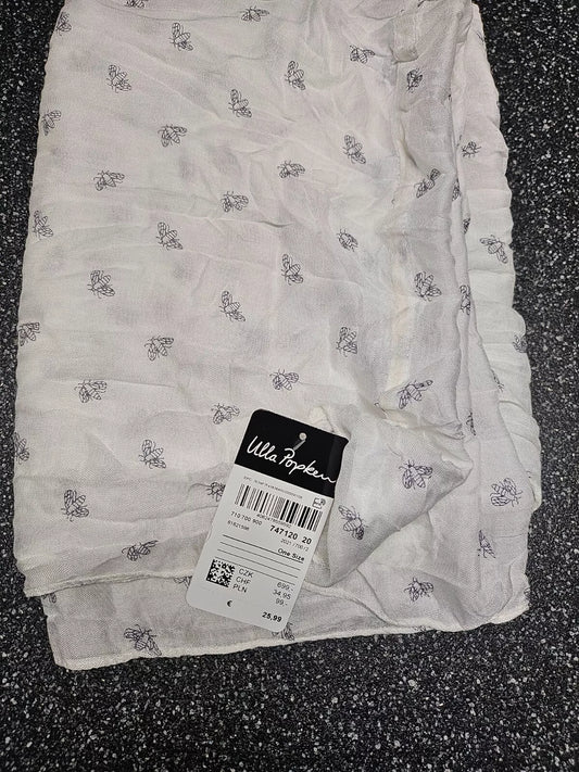 Ulla Popken Loopschal weiß Schwarz Trendiger Damen-Loop-Schal, Schlauchschal