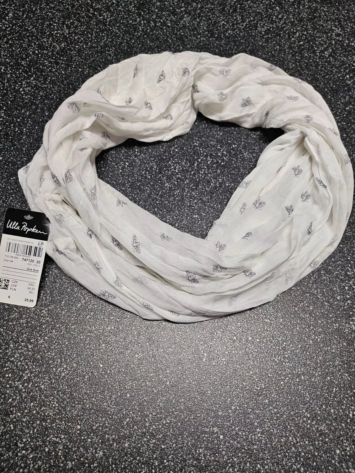 Ulla Popken Loopschal weiß Schwarz Trendiger Damen-Loop-Schal, Schlauchschal