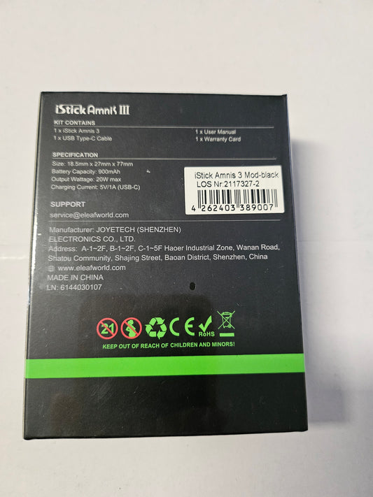 Eleaf iStick Amnis 3 Mod 900mAh Akkuträger schwarz