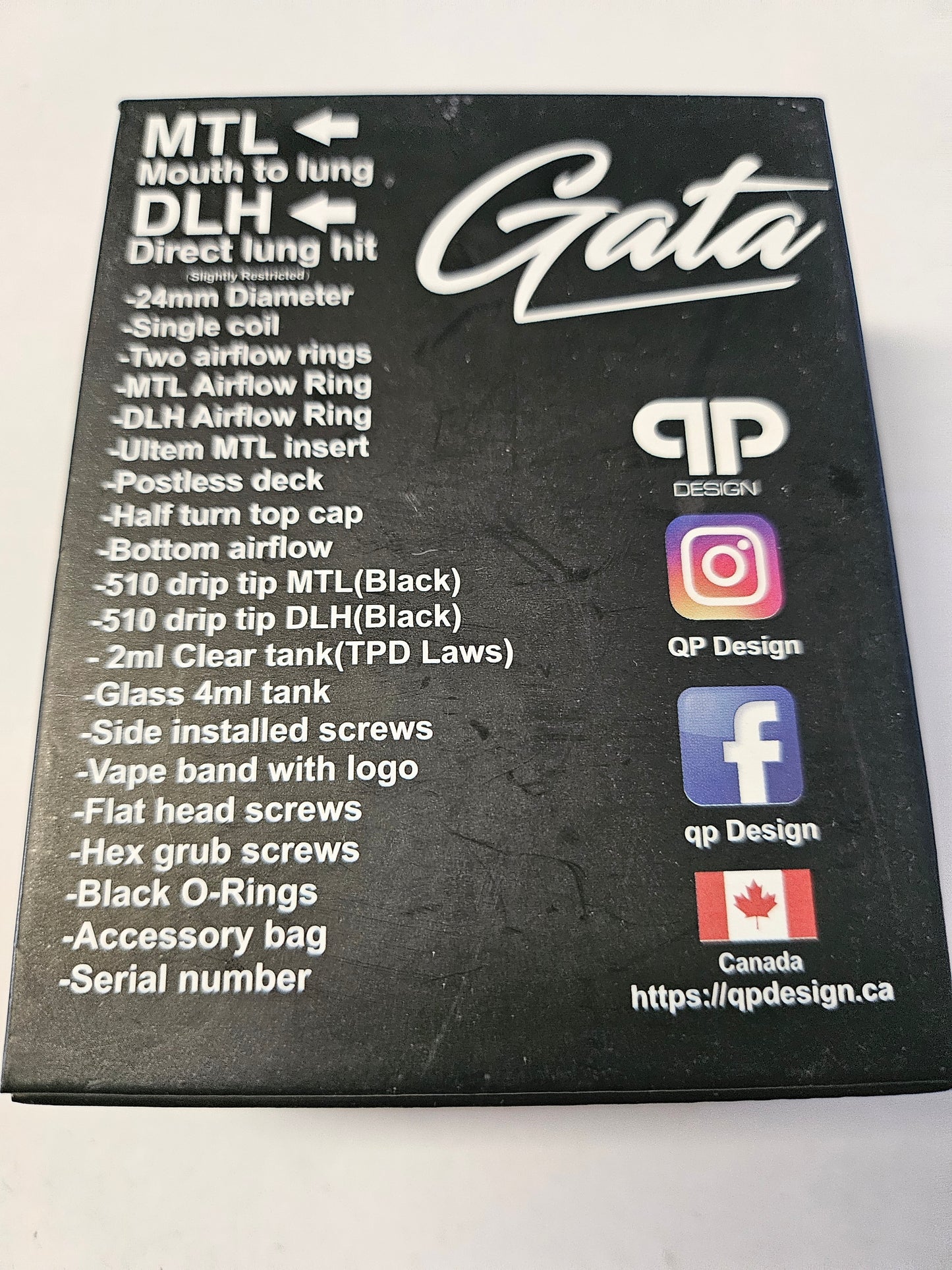 QP Design GATA two in on RTA Selbstwickler Tank Verdampfer schwarz