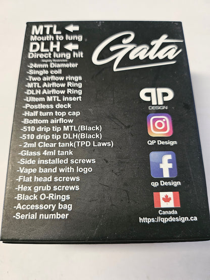 QP Design GATA two in on RTA Selbstwickler Tank Verdampfer schwarz