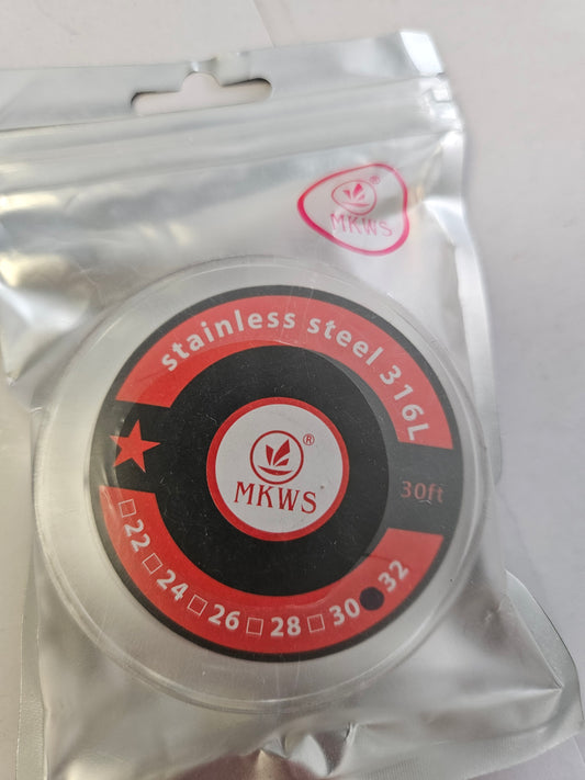 Stainless Steel 316L 32GA (0.2mm) - 10 Meter Stainless Steel 316L Wickeldraht für Selbstwickler