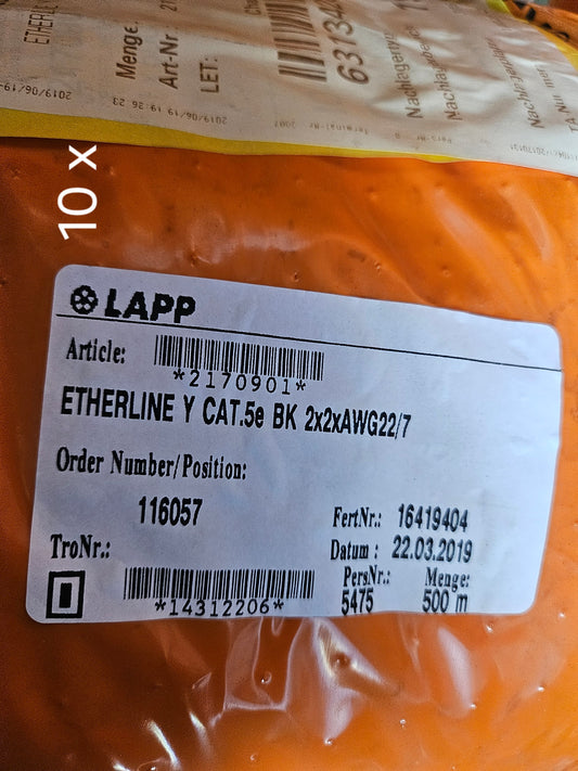 Lapp Ethernetleitung ETHERLINE Y Cat.5e BK 2x2xAWG22/7 - 500 Meter