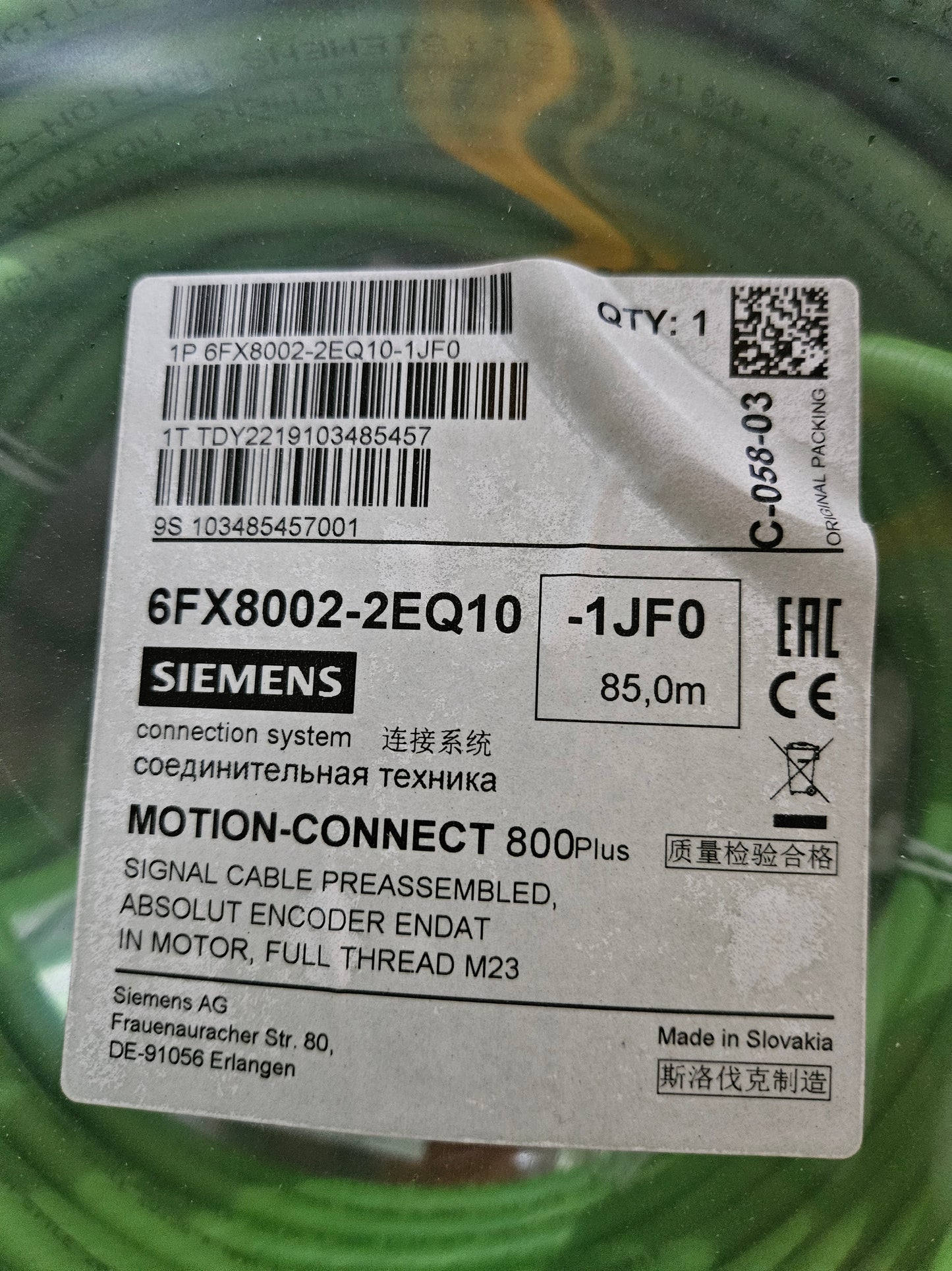 Siemens Signalkabel 6FX8002-2EQ10-1JF0 85 Meter