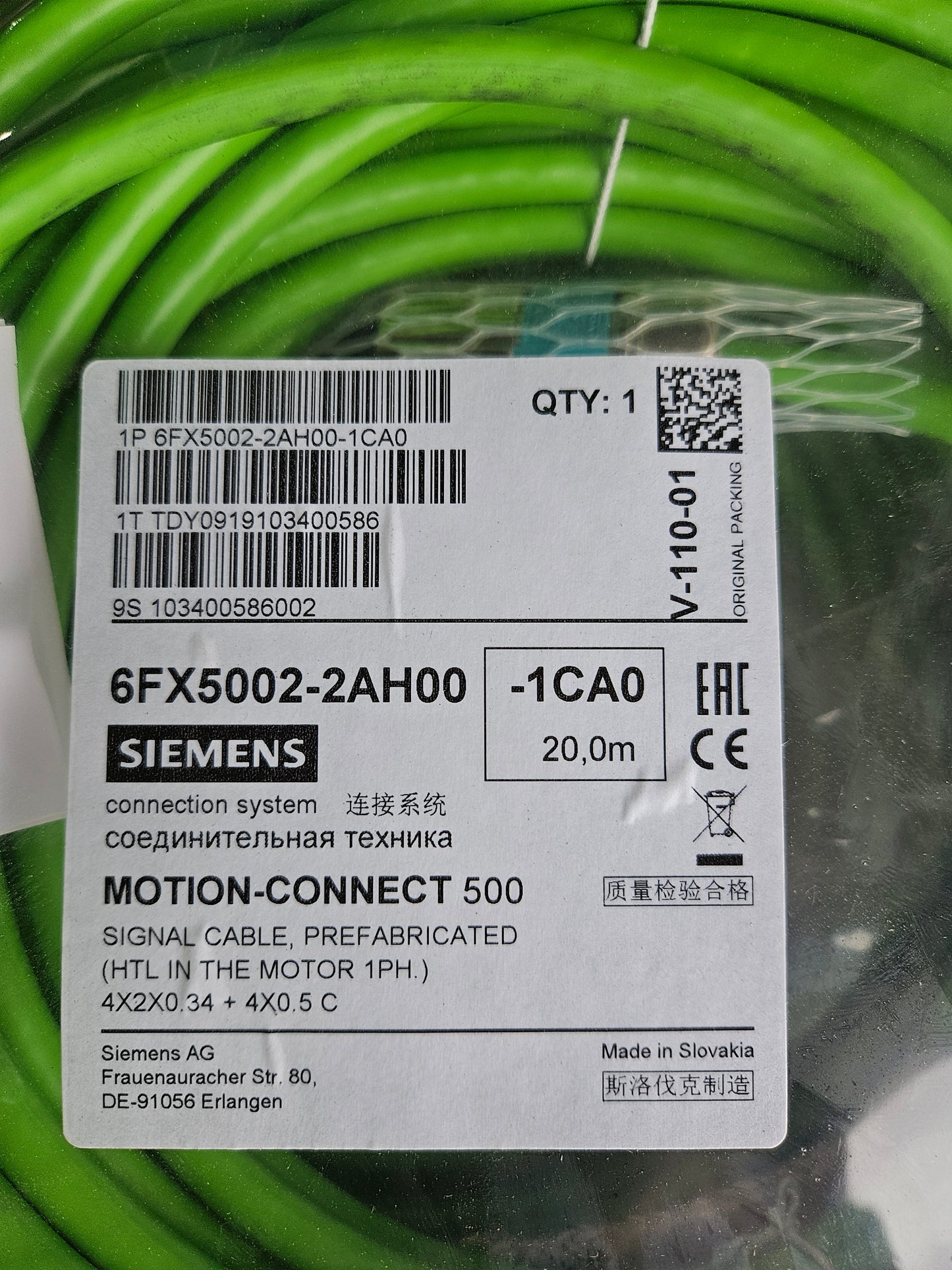 Siemens Signalkabel 6FX5002-2AH00-1CA0 20 Meter
