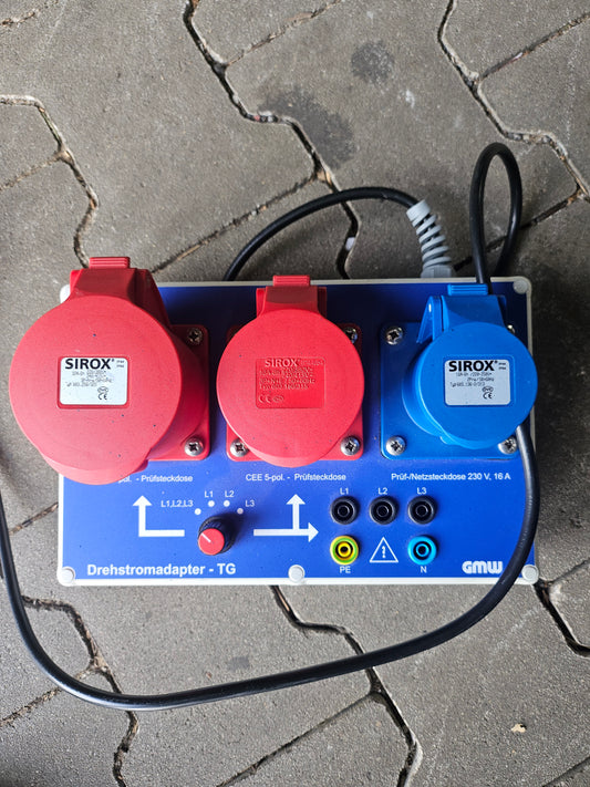 GMW Verbindung zur Gerätetester-Prüfsteckdose Drehstrom Adapter