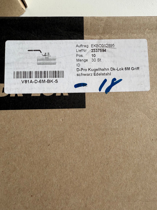 DK-Lok V18A-D-6M-BK-S Kugelhahn 6M Griff