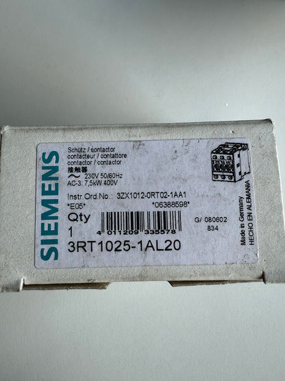 Siemens 3RT1025-1AL20 Leistungsschütz Power Contactor