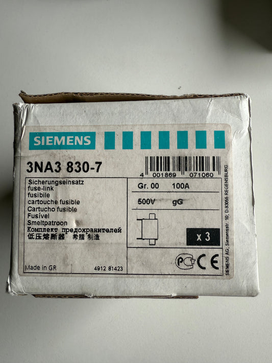 Siemens Dig.Industr. NH-Sicherungseinsatz 3NA3830-7 VE 3