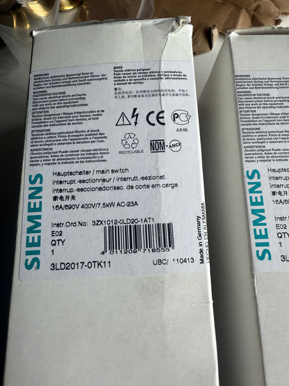 Siemens HAUPT-/NOT-AUS-SCHALTER 3LD2017-0TK11
