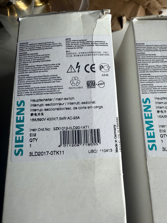 Siemens HAUPT-/NOT-AUS-SCHALTER 3LD2017-0TK11
