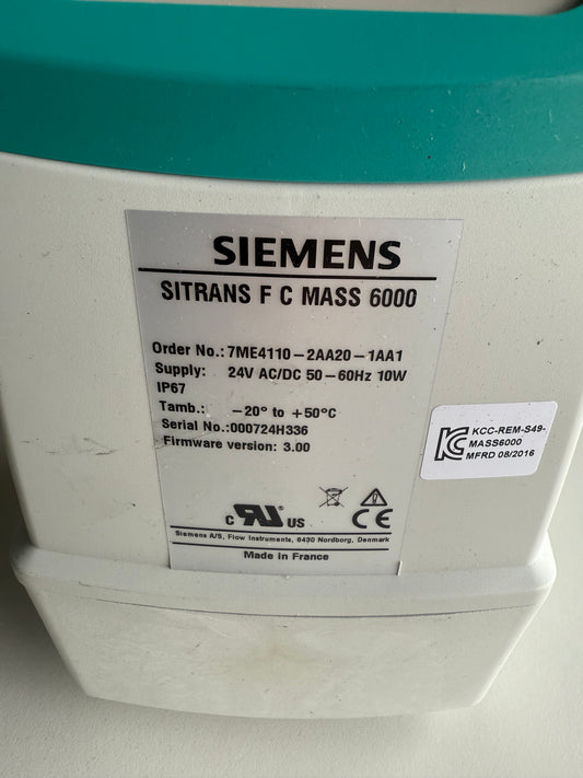 SIEMENS 7ME4110-2AA20-1AA1 MASS 6000, SITRANS F C
