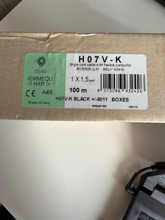 H07V-K 1X1,5mm²; (schwarz) Einzelader 100 m