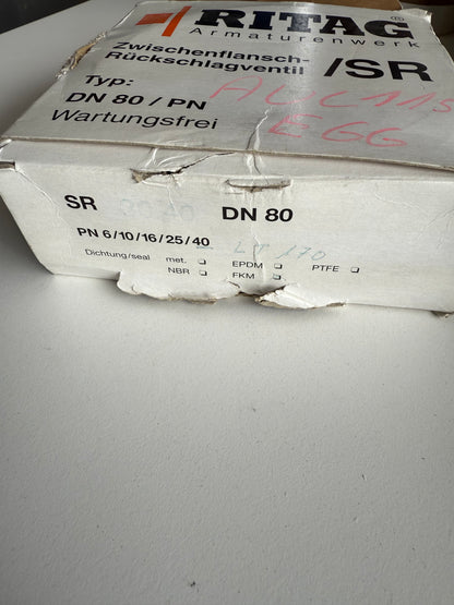 Ritag Scheiben-Rückschlagventil DN80, PN6-40 Edelstahl 14404, max. 40bar