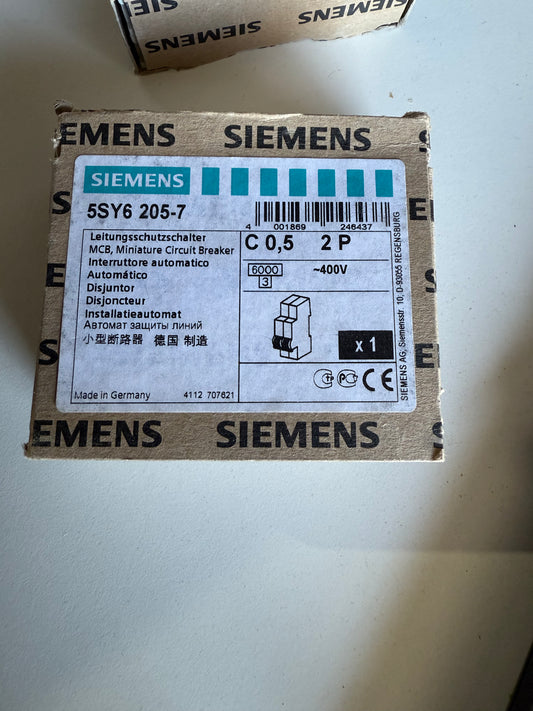Siemens 5SY6 MCB Leitungsschutzschalter Typ C, Pol 2 500mA 400V, Abschaltvermögen 5 kA SENTRON DIN-Schienen-Montage