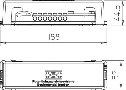OBO 1809 A Potentialausgleichsschiene für Außenbereich V2A 1.4301 schwarz