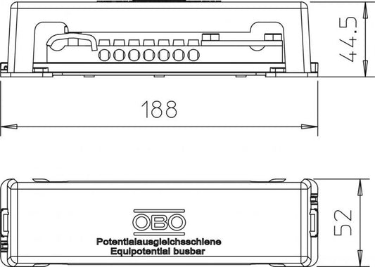 OBO 1809 A Potentialausgleichsschiene für Außenbereich V2A 1.4301 schwarz