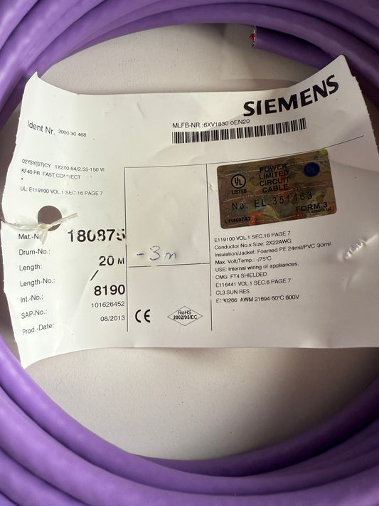 Siemens Profibus FC Standard Busleitung 6XV1830-0EN20 NOV 17Meter