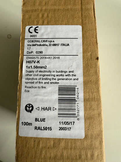 H07V-K 1x1,5 Blau Aderleitung 100 m