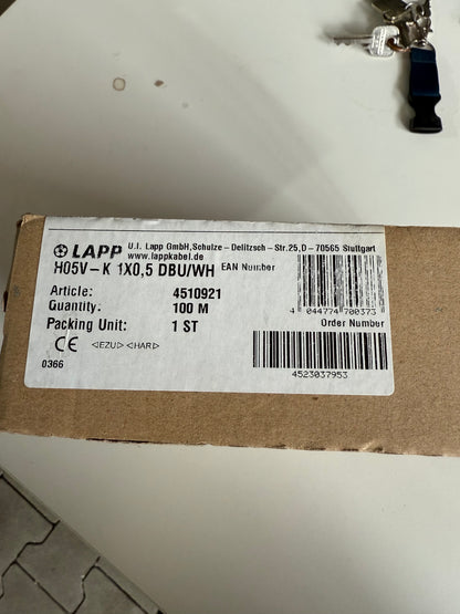 Lapp Kabel 4510921 H05V-K 1x0,5 DBUWH 100 Meter