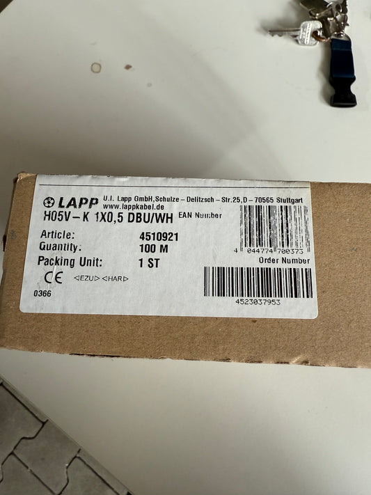 Lapp Kabel 4510921 H05V-K 1x0,5 DBUWH 100 Meter