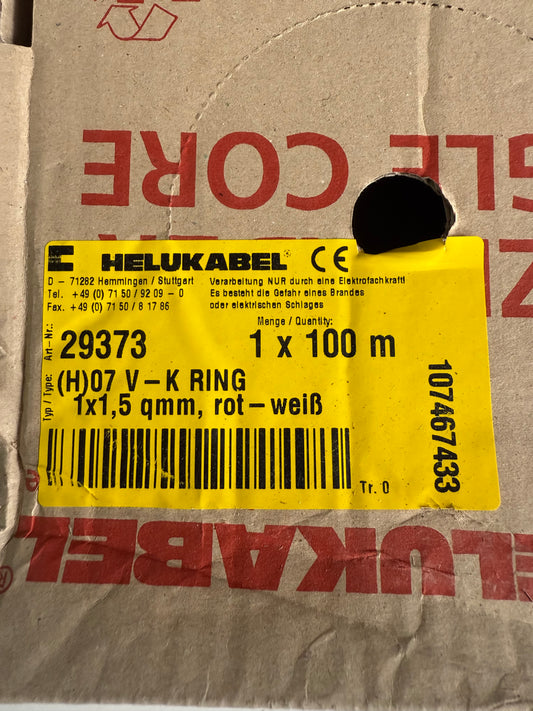 PVC-Schaltlitze, 07V-K, 1,5 mm², rot/weiß, Außen-Ø 3,4 mm, 29373