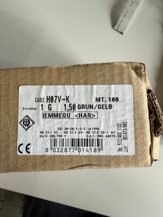 Kabel H07V-K 1x1,5mm² Grün Aderleitung