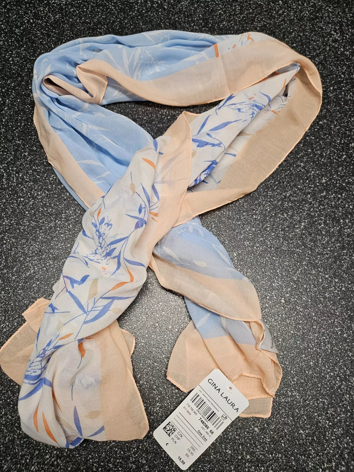 Gina Laura Tuch Schal Farbe rosa blau weiß Trendiger Damen-Schal, Tuch Sommer