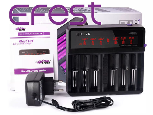 Efest LUC V6 Ladegerät für 3,6V -3,7V Li-Ionen Akkus mit HD LCD Anzeige
