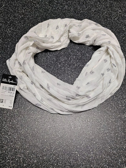 Ulla Popken Loopschal weiß Schwarz Trendiger Damen-Loop-Schal, Schlauchschal