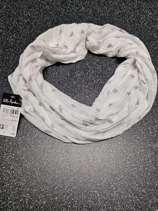 Ulla Popken Loopschal weiß Schwarz Trendiger Damen-Loop-Schal, Schlauchschal